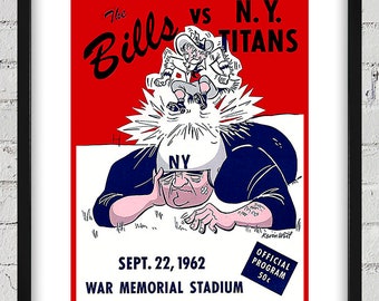 1962 Vintage New York Titans - Buffalo Bills Football Program Cover - Digital Reproduction