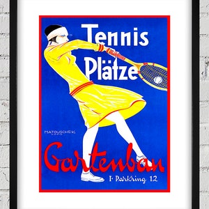 1927 Vintage Platze Gartenbau Austrian Tennis Poster - Digital Reproduction