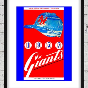 1957 Vintage New York Giants Baseball Scorecard Cover - Digital Reproduction
