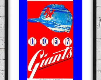 1957 Vintage New York Giants Baseball Scorecard Cover - Digital Reproduction