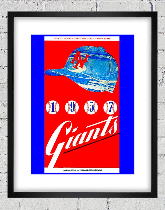 1957 Vintage New York Giants Baseball Scorecard Cover - Digital Reproduction