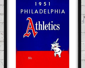1951 Vintage Philadelphia Athletics Yearbook Cover - Digital Reproduction