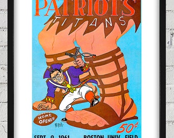 1961 Vintage Boston Patriots - New York Titans Football Program - Digital Reproduction