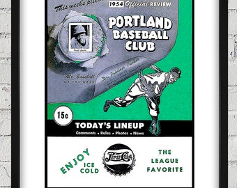 1954 Vintage Portland Beavers Program Cover - Digital Reproduction