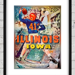 1951 Vintage Iowa Hawkeyes - Illinois  Illini Football Program Cover - Digital Reproduction