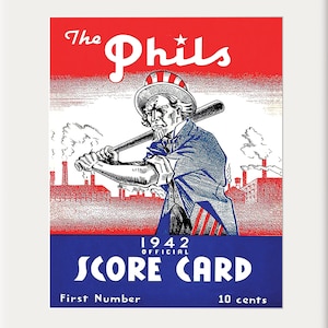 Carte de pointage des Phillies de Philadelphie vintage de 1942 - Reproduction numérique