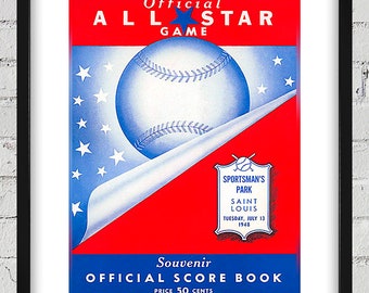 1948 Vintage All-Star Game Program Cover - Sportsman Park, St Louis - Digital Reproduction