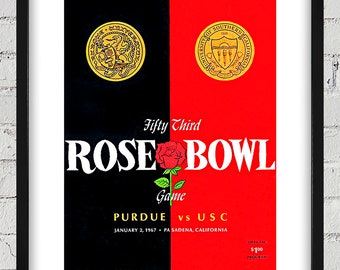 1967 Vintage USC Trojans -Purdue Boilermakers Rose Bowl Program Cover - Digital Reproduction