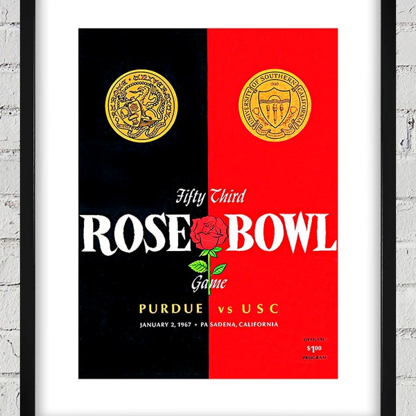 1967 Vintage USC Trojans -Purdue Boilermakers Rose Bowl Program Cover - Digital Reproduction