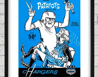 1963 Vintage San Diego Charges -Boston Patriots Football Program - Digital Reproduction
