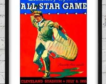 1935 Vintage Cleveland Baseball - All-Star Game Program Cover - Digital Reproduction