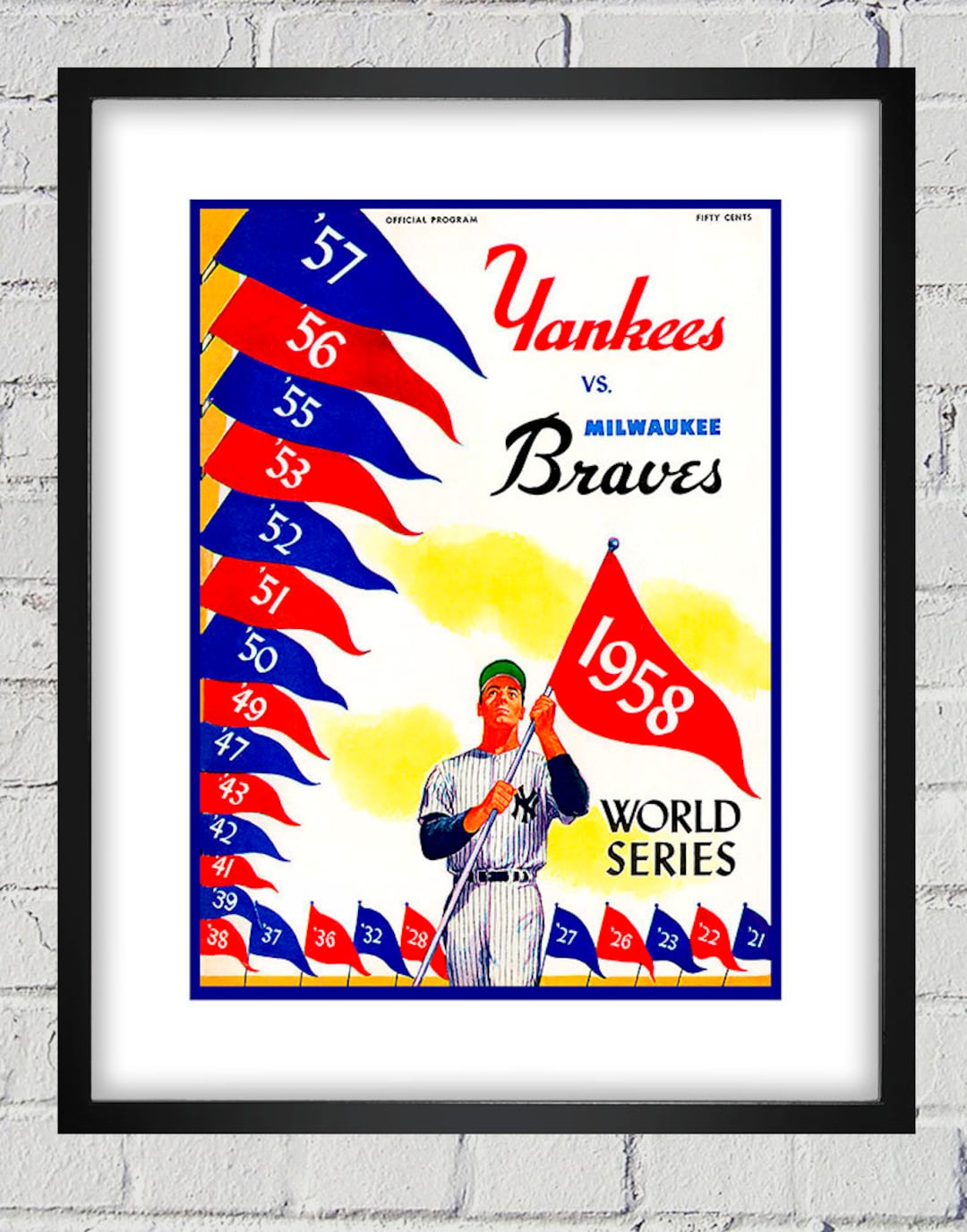 1958 Vintage Milwaukee Braves New York Yankees World Series 