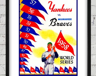 1958 Vintage Milwaukee Braves - New York Yankees World Series Program Cover - Digital Reproduction