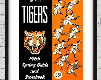 1965 Vintage Detroit Tigers Spring Guide Scorecard Cover - Digital Reproduction