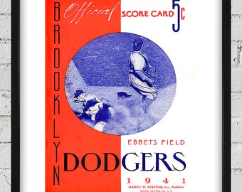 1941 Vintage Brooklyn Dodgers Program Cover - Digital Reproduction