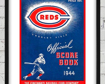 1944 Vintage Cincinnati Reds Baseball Yearbook Cover - Digital Reproduction