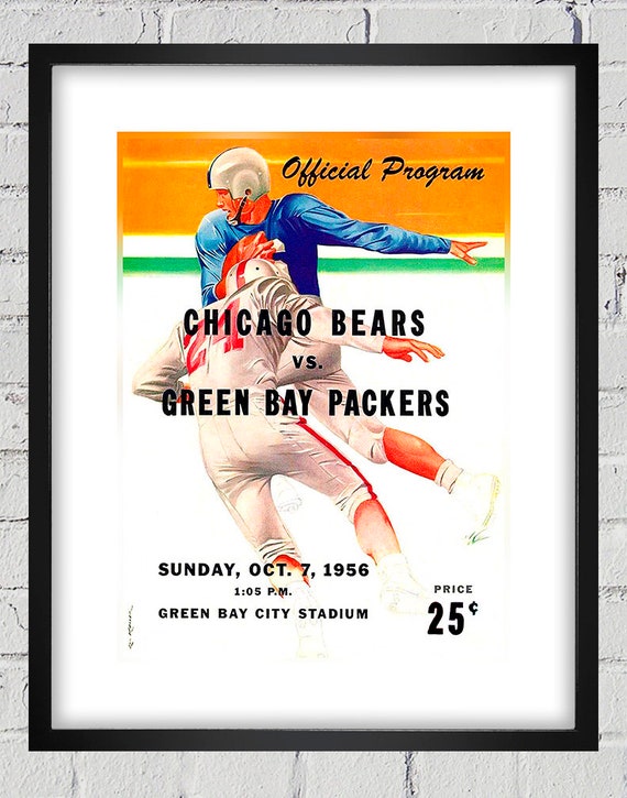1956 Vintage Green Bay Packers - Chicago Bears Football Program Cover - Digital Reproduction