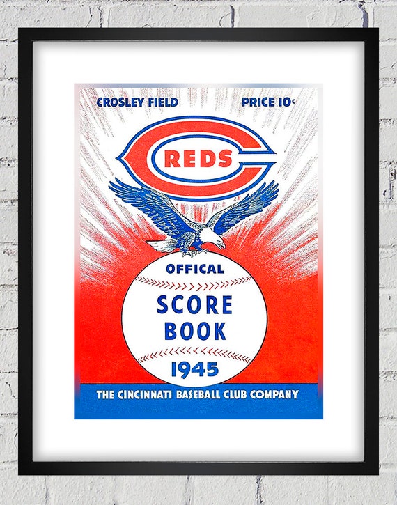 1945 Vintage Cincinnati Reds Baseball ScoreBook Cover - Digital Reproduction