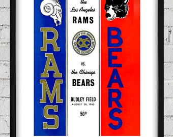 1965 Vintage Chicago Bears - Los Angeles Rams Football Program Cover - Digital Reproduction