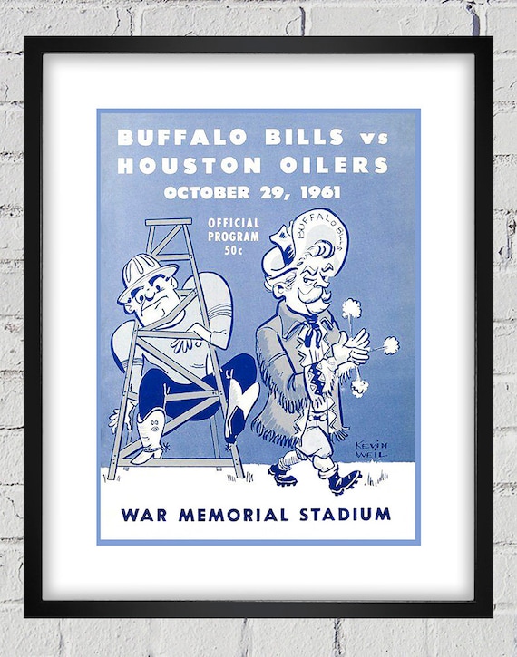 1961 Vintage Houston Oilers - Buffalo Bills Football Program Cover - Digital Reproduction