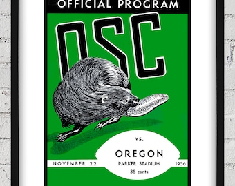 1956 Vintage University of Oregon - Oregon State Football Program Cover - Digital Reproduction