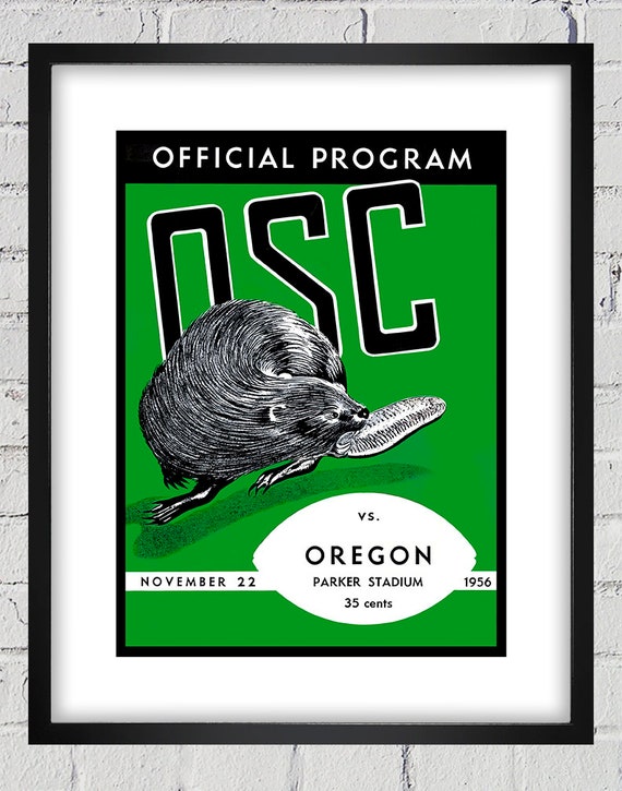 1956 Vintage University of Oregon - Oregon State Football Program Cover - Digital Reproduction