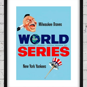 1958 Vintage New York Yankees -Milwaukee Braves Baseball World Series Program Cover - Digital Reproduction