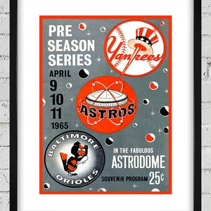 1965 Vintage Houston Astros - New York Yankees/Baltimore Orioles Program Cover - Digital Reproduction