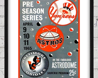 1965 Vintage Houston Astros - New York Yankees/Baltimore Orioles Program Cover - Digital Reproduction