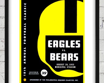 1955 Vintage Chicago Bears - Philadelphia Eagles Football Program Cover - Digital Reproduction
