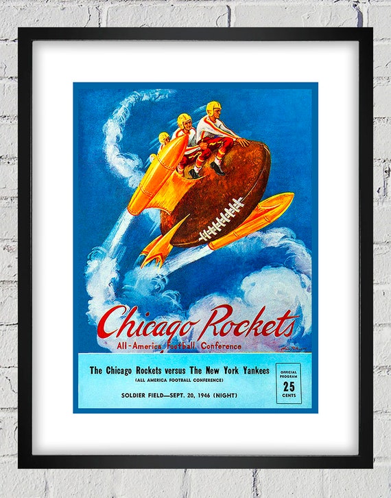 1946 Vintage New York Yankees - Chicago Rockets Football Program Cover - Digital Reproduction