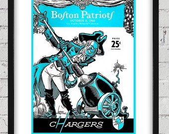 1960 Vintage Boston Patriots - Los Angeles Chargers Football Program - Digital Reproduction