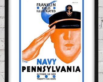 1944 Vintage Navy - Pennsylvania Football Program Cover - Digital Reproduction