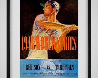 1946 Vintage Boston Red Sox - St Louis Cardinals World Series Program Cover - Digital Reproduction