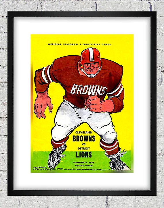1958 Vintage Detroit Lions - Cleveland Browns Football Program Cover - Digital Reproduction