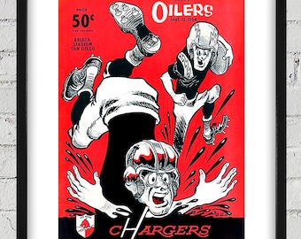 1964 Vintage San Diego Chargers - Houston Oilers Football Program - Digital Reproduction