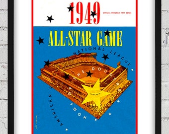 1949 Vintage Brooklyn Dodgers - Ebbets Field All-Star Game Program Cover - Digital Reproduction