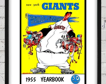 1955 Vintage New York Giants Baseball Yearbook Cover - World Champions - Digital Reproduction