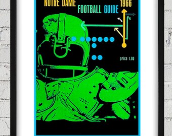 1966 Vintage Notre Dame Fighting Irish Football Media Guide Cover - Digital Reproduction