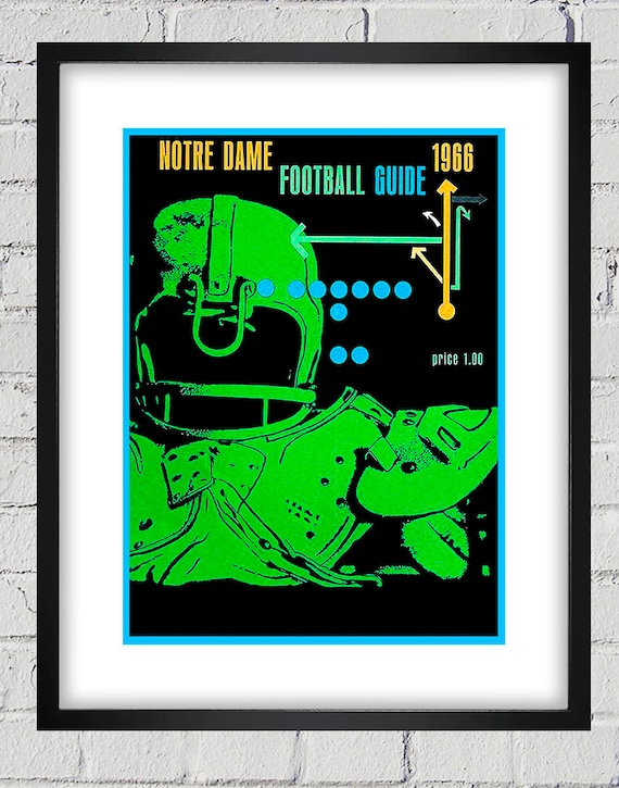 1966 Vintage Notre Dame Fighting Irish Football Media Guide Cover - Digital Reproduction