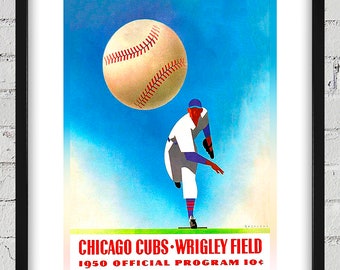 1950 Vintage Chicago Cubs Baseball Program Cover - Digital Reproduction