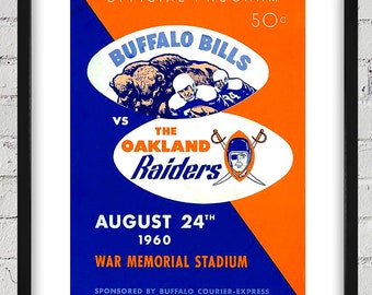 1960 Vintage Oakland Raiders-Buffalo Bills Football Program Cover - Digital Reproduction