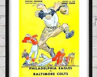 1954 Vintage Baltimore Colts - Philadelphia Eagles Football Program Cover - Digital Reproduction