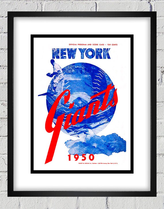 1950 Vintage New York Giants Baseball Scorecard Cover - World Champions - Digital Reproduction