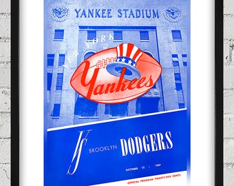 1947 Vintage New York Yankees - Brooklyn Dodgers Football Program Cover - Digital Reproduction
