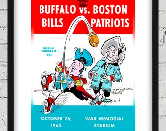 1963 Vintage Boston Patriots - Buffalo Bills Football Program Cover - Digital Reproduction