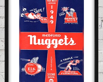 1949 Vintage Medford Nuggets - Far West League Program Cover - Digital Reproduction