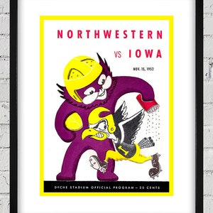 1952 Vintage Northwestern Wildcats - Iowa Hawkeyes Football Program Cover - Digital Reproduction