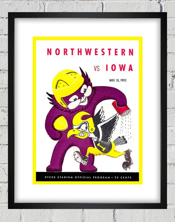 1952 Vintage Northwestern Wildcats - Iowa Hawkeyes Football Program Cover - Digital Reproduction