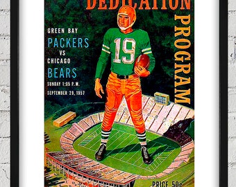 1957 Vintage Chicago Bears - Green Bay Packers Football Program Cover - Digital Reproduction